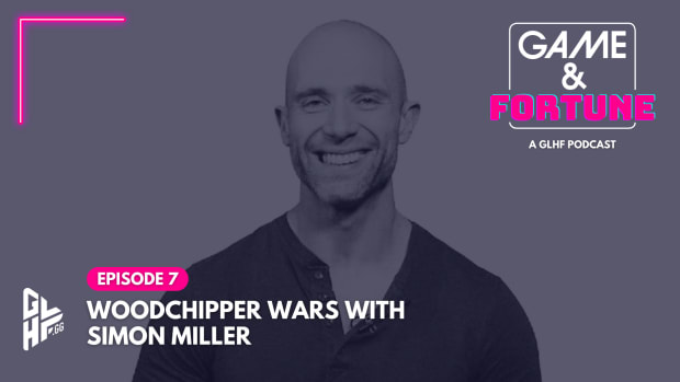 Simon Miller on the cover of GLHF's Game & Fortune podcast.